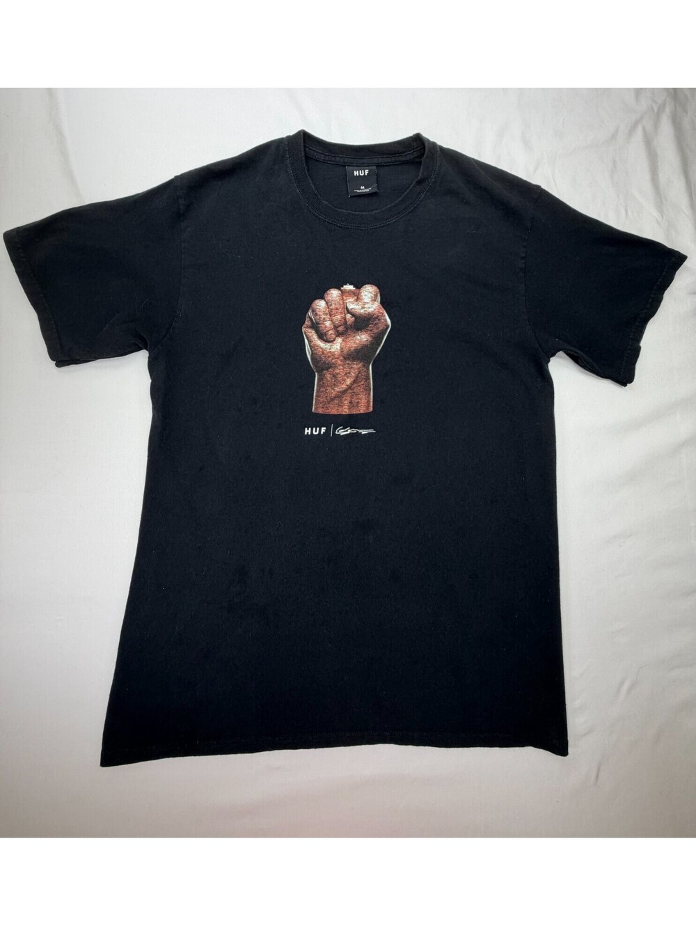 HUF X Haroshi Men's T-Shirt Justice Short Sleeve Pullover Crew Neck Size M Black